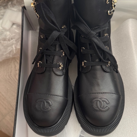 CHANEL Black Leather Ankle Boots - Picture 12 of 12